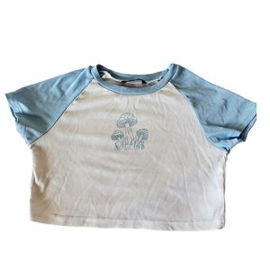 Blue and white crop top